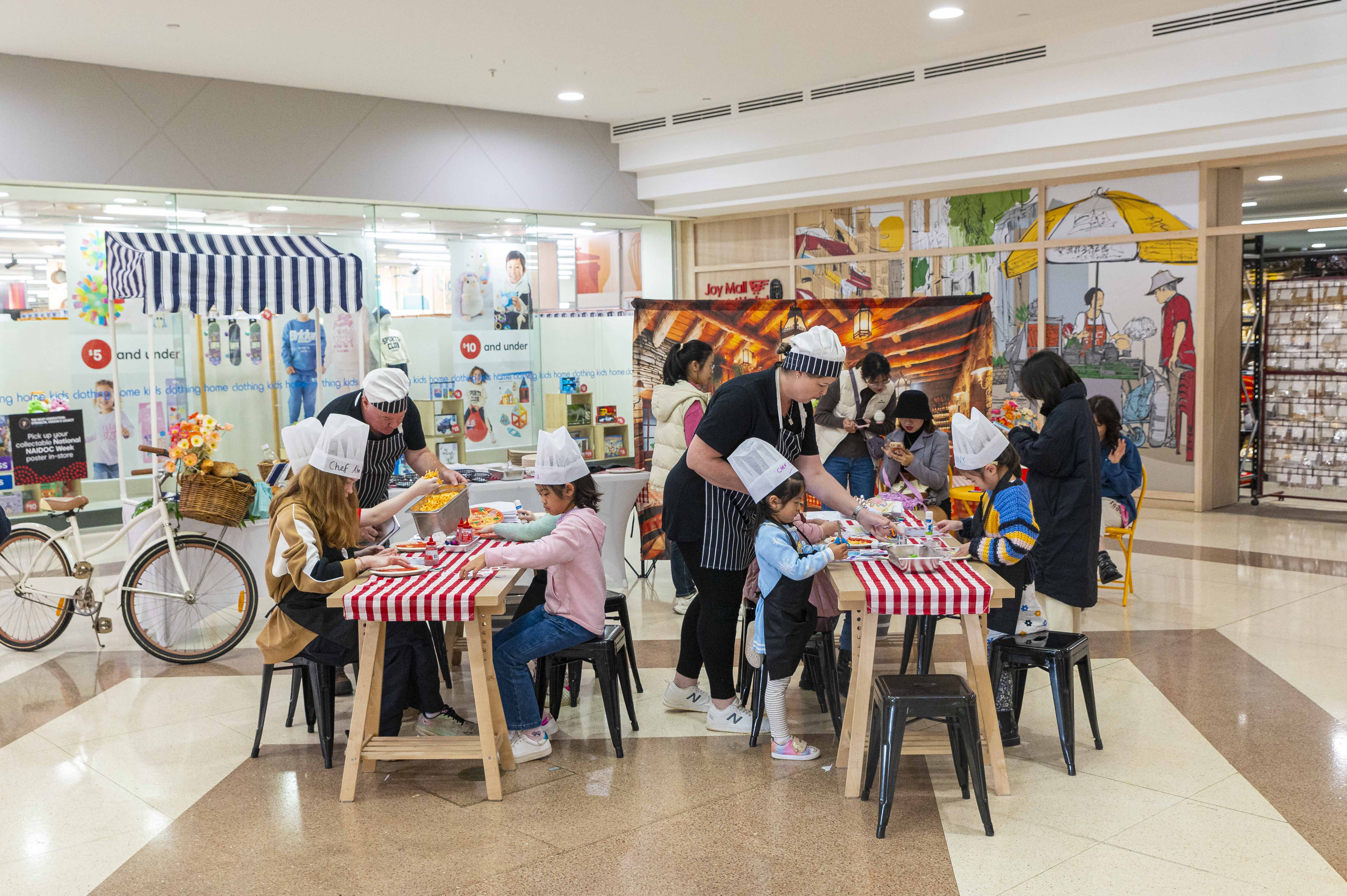 Community event with food and craft activities